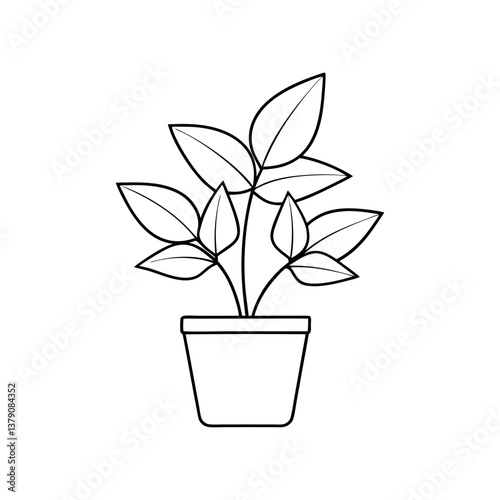 Houseplant Line Art Vector for Eco-Friendly Design Projects

