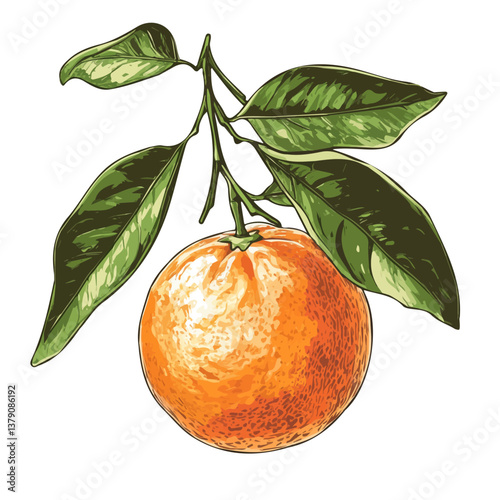 Tangerine minimalist flat illustration, featuring a clean design isolated on a white background.

