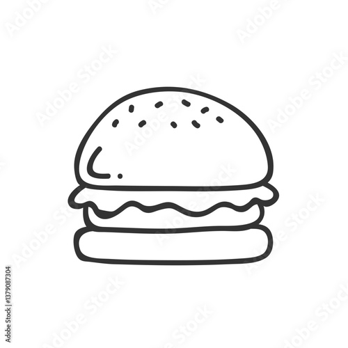 Black Line Food Vector Icons burger 