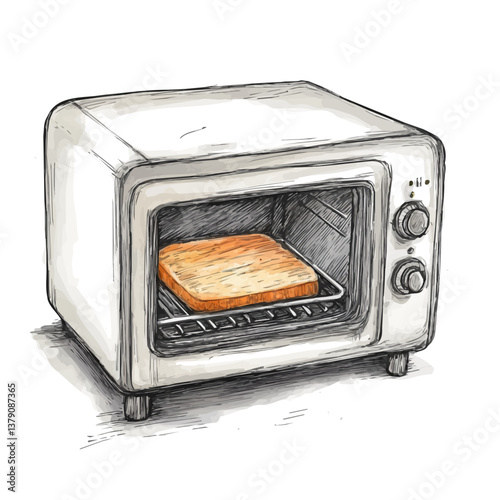 Toaster oven minimalist flat illustration, featuring a clean design isolated on a white background.

