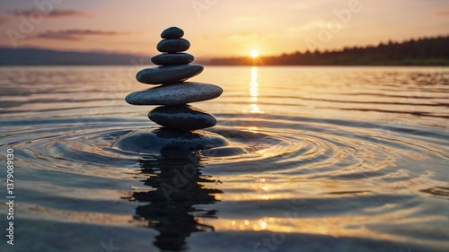 zen stones in water