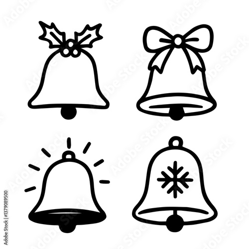 set of bells silhouette vector illustration
