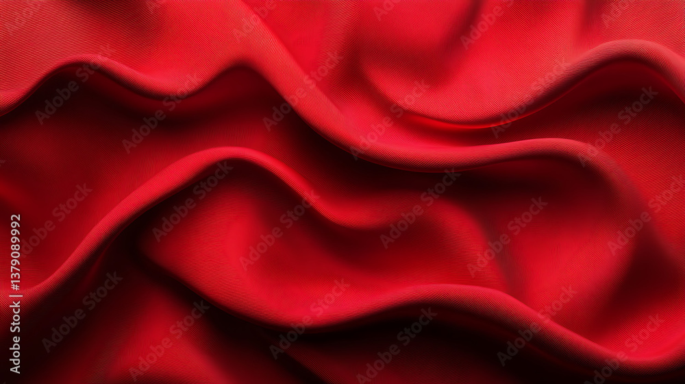 Obraz premium Abstract red fabric with soft wave texture background
