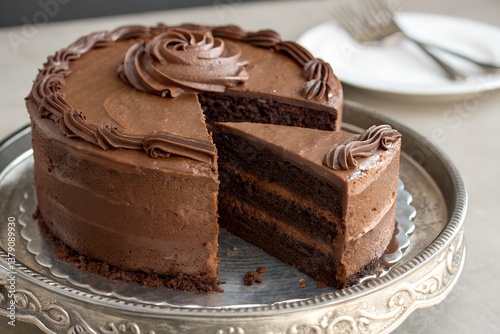 rich chocolate layer cake with creamy frosting