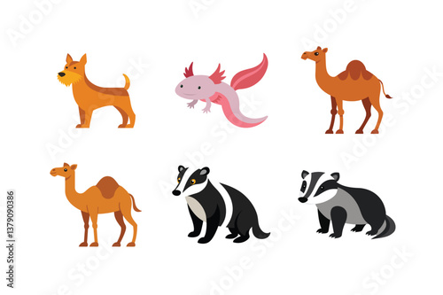vector set 6 different of animals