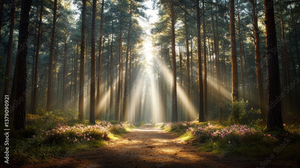 Sunlight Path Through Woods Sunlight Path Through Woods