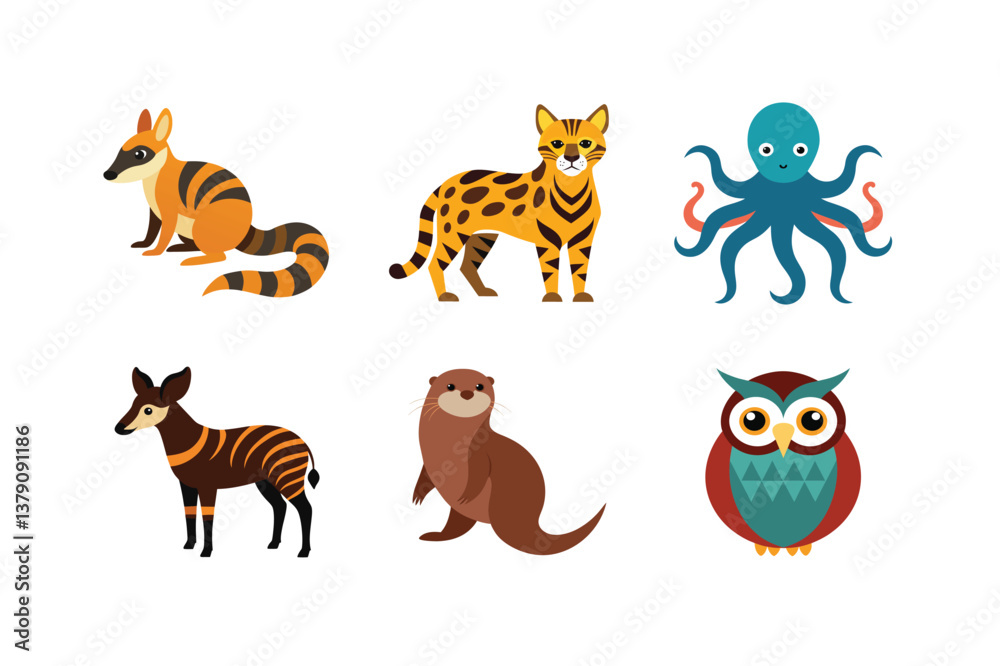 Fototapeta premium vector set 6 different of animals