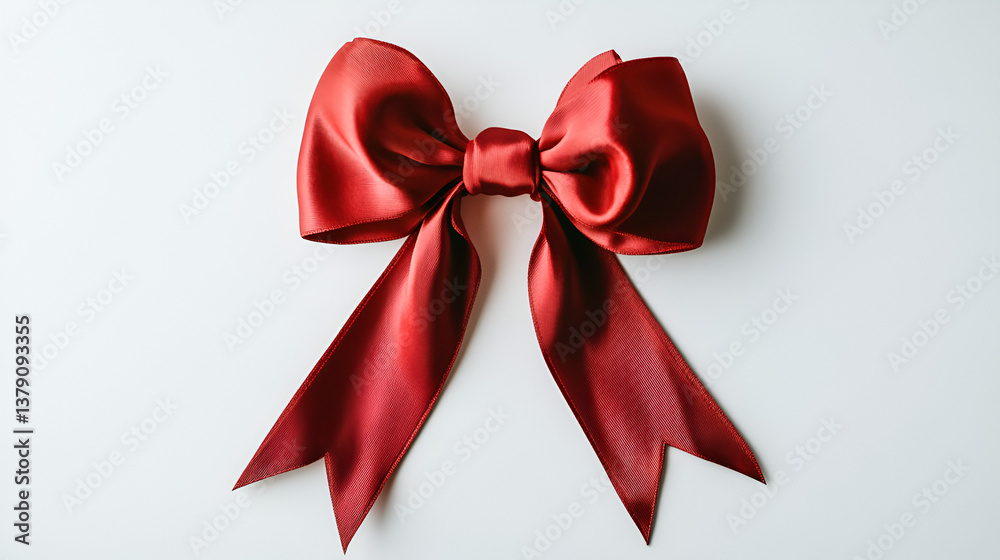 Fototapeta premium Elegant Red Bow Festive Gift Wrapping Delightful Surprise