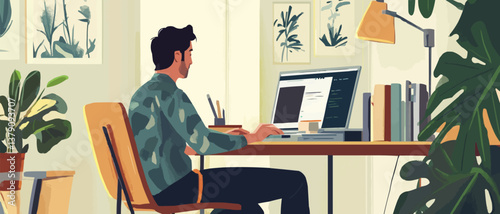 Self employed business person working from home