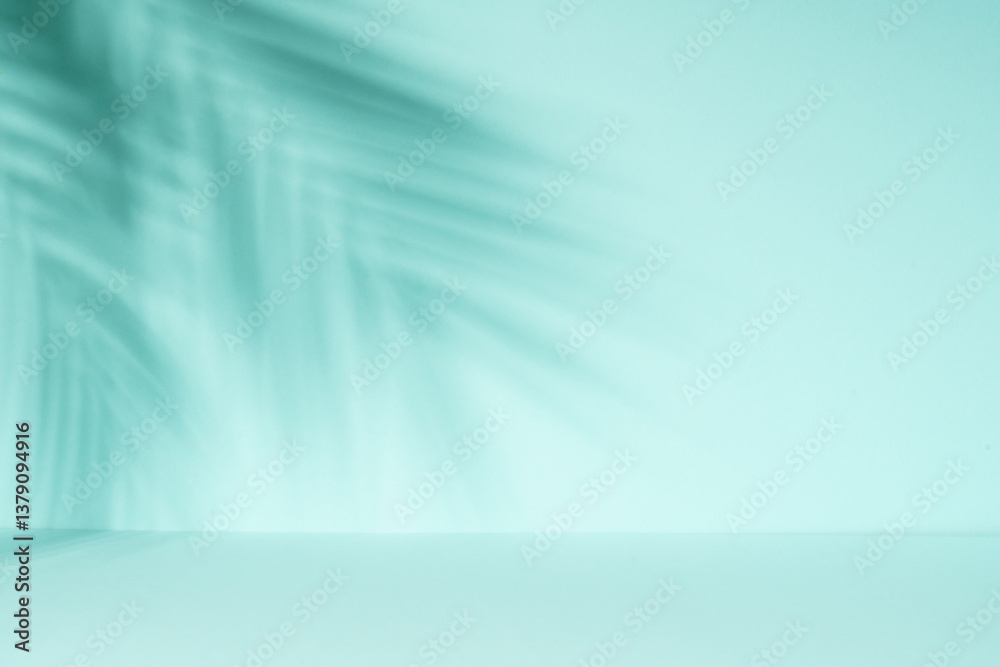 Art abstract background with palm shadows at blue.
