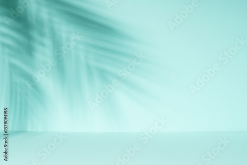 Obraz na płótnie Art abstract background with palm shadows at blue. w salonie