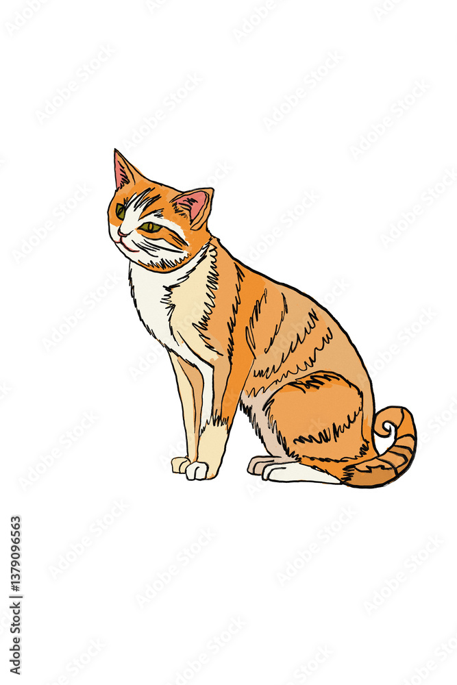 Obraz premium Cat Illustration hand drawn art png digital art 