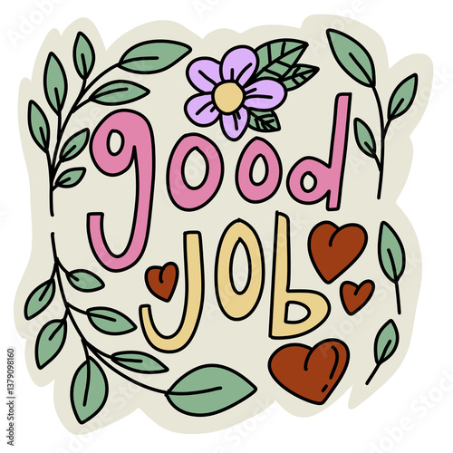Good job writing cartoon illustration sticker png 
