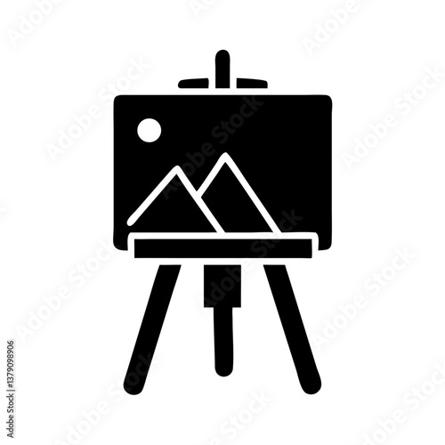 art easel silhouette on transparent background 

