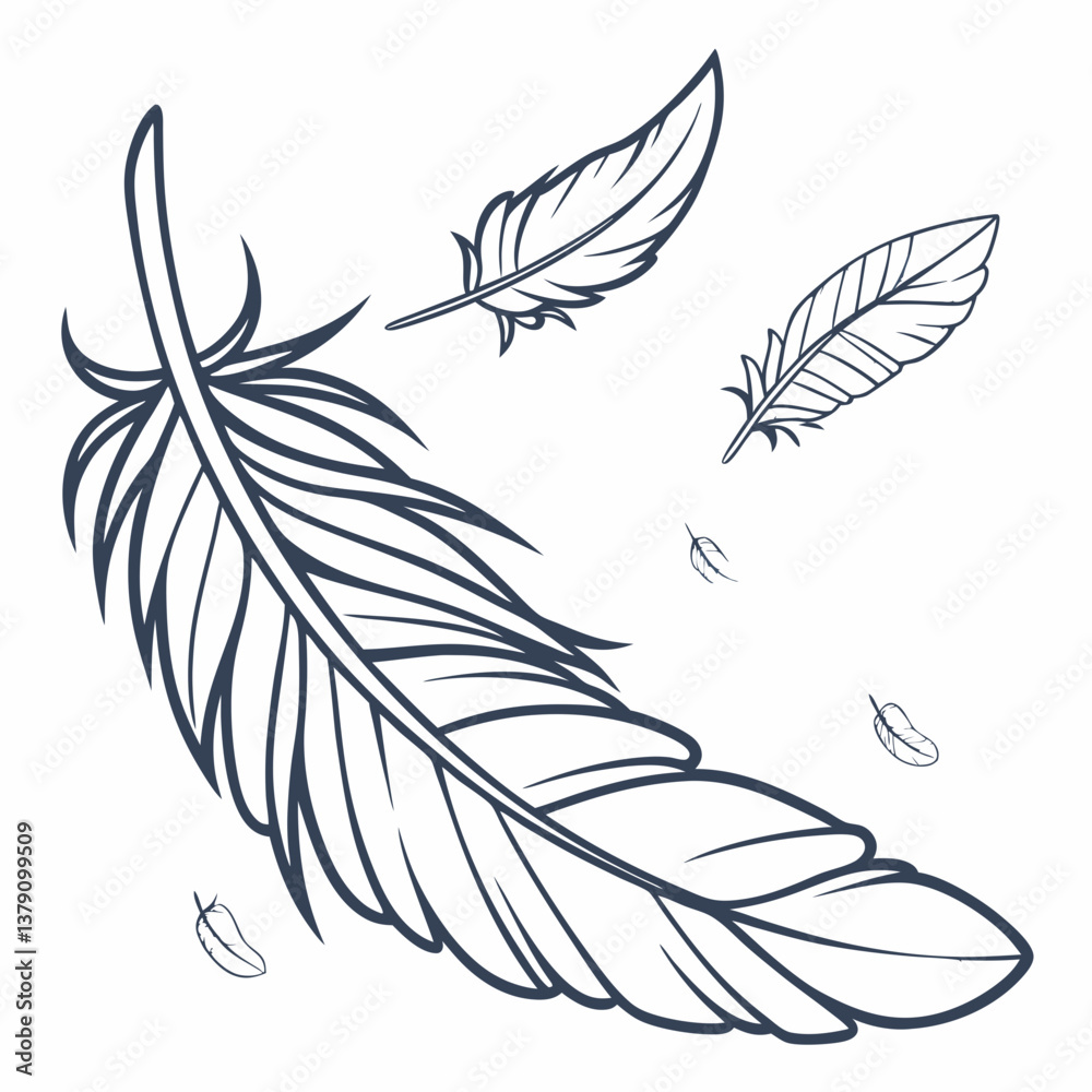 Obraz premium feather vector illustration