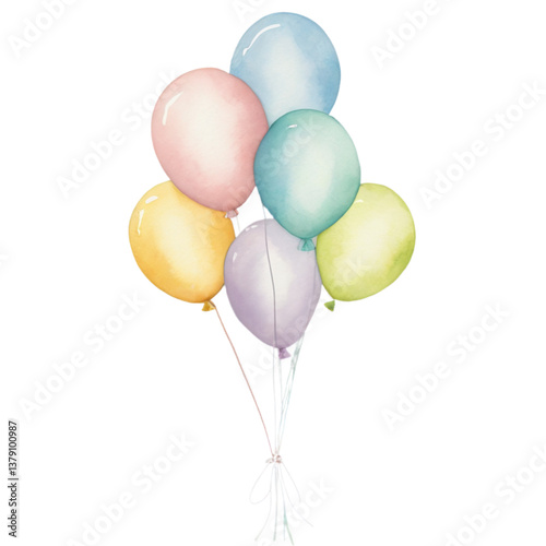colorful balloons isolated on white bg png watercolor
