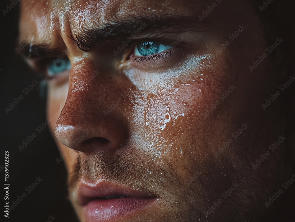 Obraz premium Emotional Expression of Sadness With Tearful Gaze