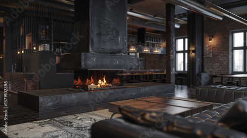 fireplace in the kitchen