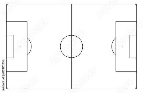 Tactical soccer field plan. Sport pitch playbook and line strategy. Flat vector illustration isolated on white background.
