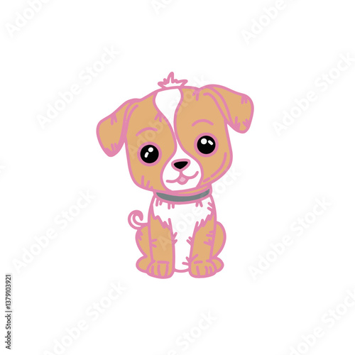 Dog puppy cute flat illustration 