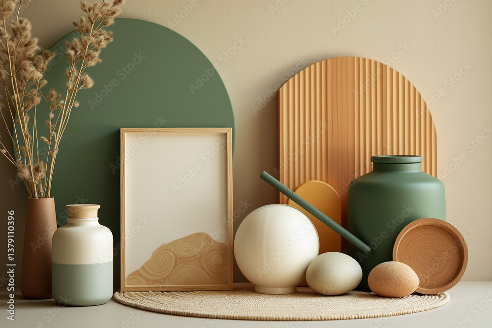 artful arrangement of home decor objects in a neutral palette artful arrangement of home decor objects in a neutral palette