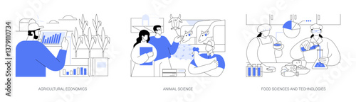 Education in agriculture isolated cartoon vector illustrations set.