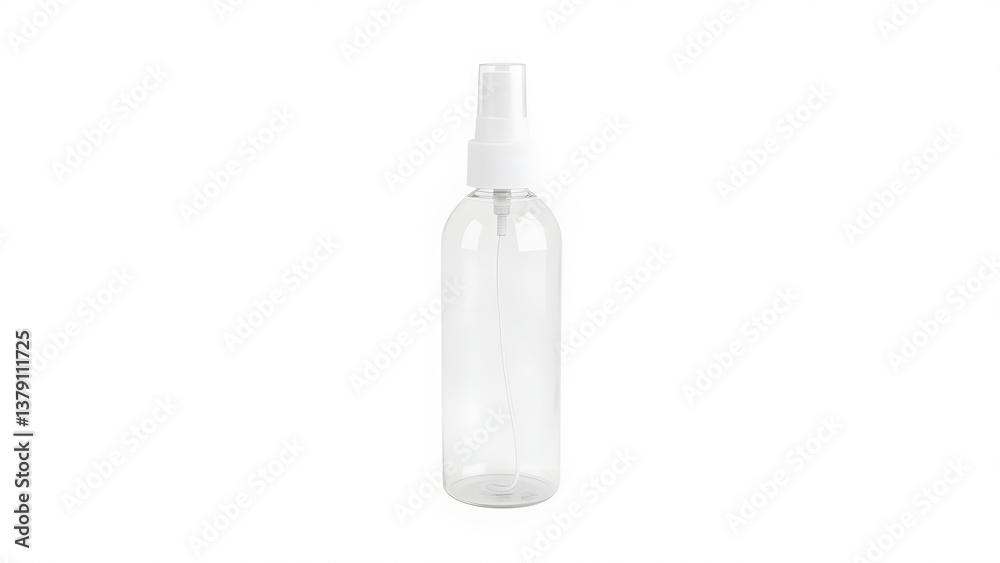 Clear Spray Bottle: A transparent, empty spray bottle, showcasing its sleek, minimalist design. Clear Spray Bottle: A transparent, empty spray bottle, showcasing its sleek, minimalist design.
