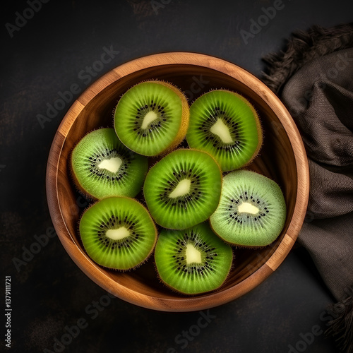 kiwi fruit on a wooden table