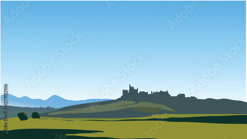 Scottish Highlands Skyline with Deep Valleys in Digital Art.eps