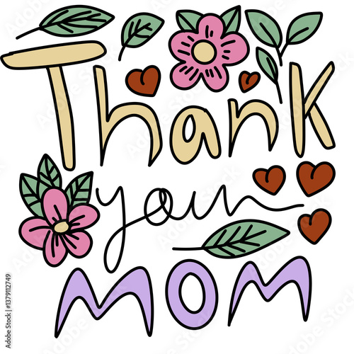 Thank you mom sticker design png 