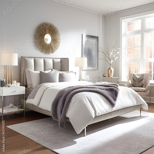modern bedroom interior with bed