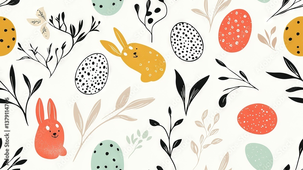 multiple colorful Easter eggs surrounding a bunny in the center, with a butterfly in the middle too multiple colorful Easter eggs surrounding a bunny in the center, with a butterfly in the middle too
