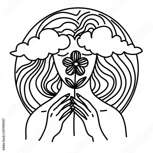 Mental Health icon line art png mindfulness relaxation 