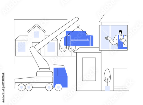 Large object moving isolated cartoon vector illustrations.
