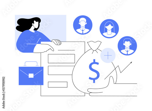 Funding rounds isolated cartoon vector illustrations.