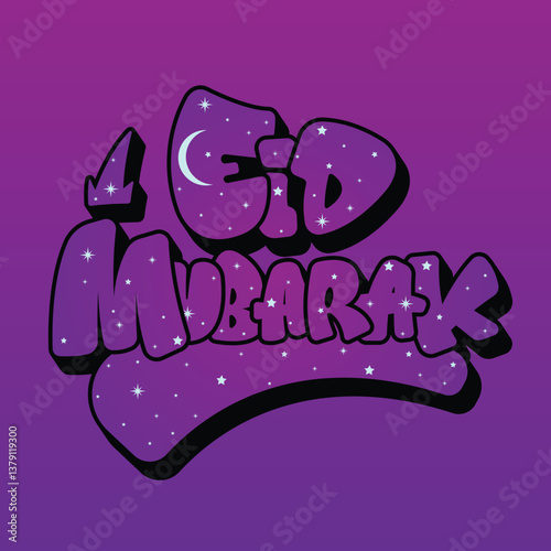Eid Mubarak vector graffiti typography
