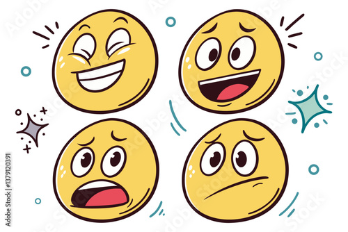 set of funny cartoon smileys