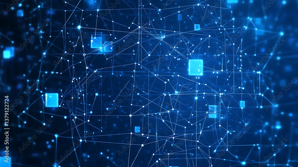 Blue abstract seamless network background with dots and squares Blue abstract seamless network background with dots and squares