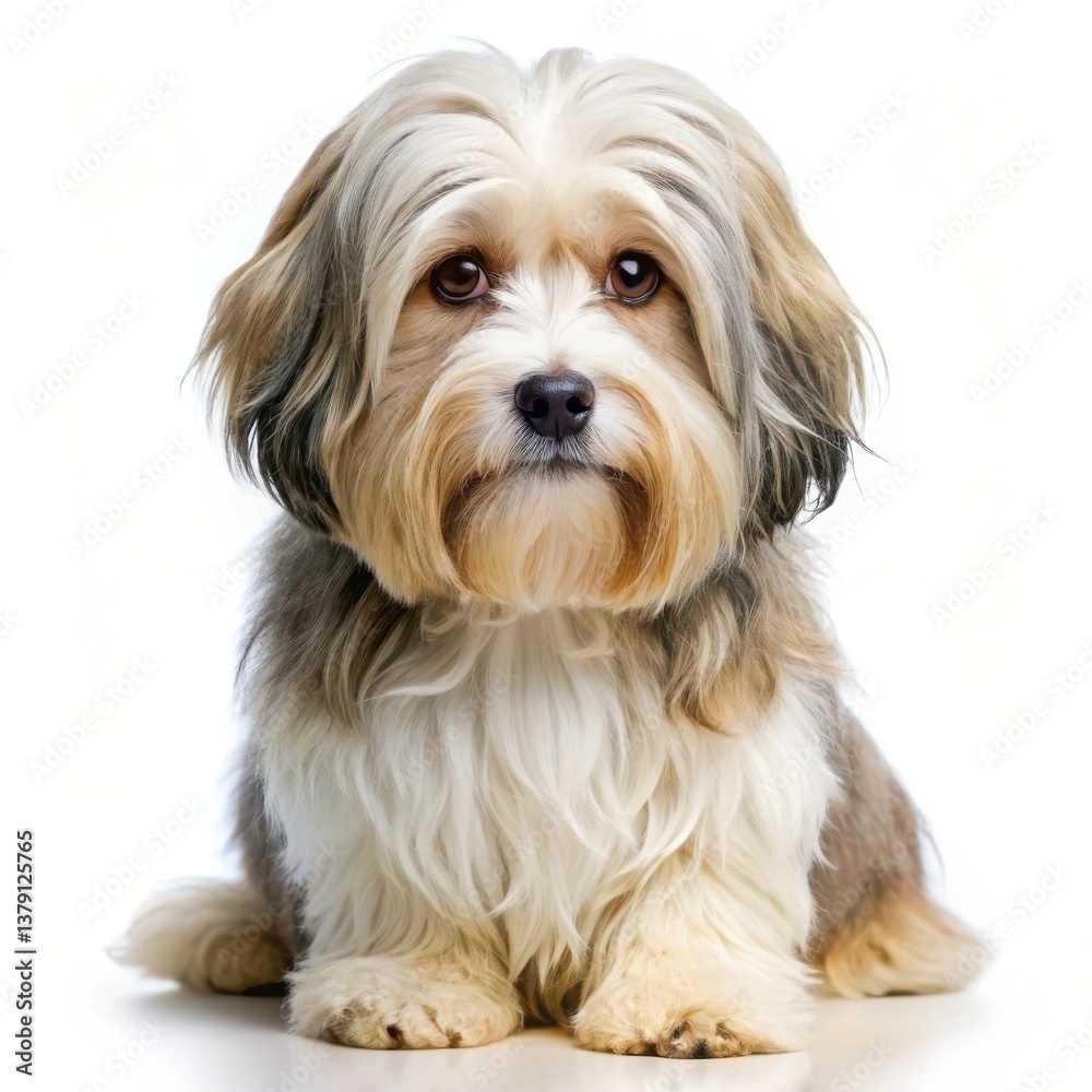 Havanese Dog Isolated on White Background Playful Puppy Image Havanese Dog Isolated on White Background Playful Puppy Image