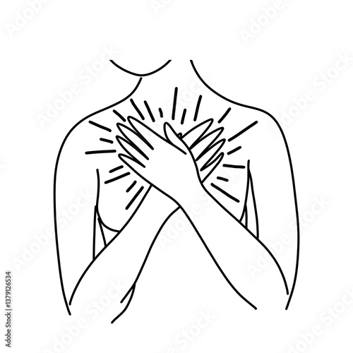 Self love line art illustration png icon 