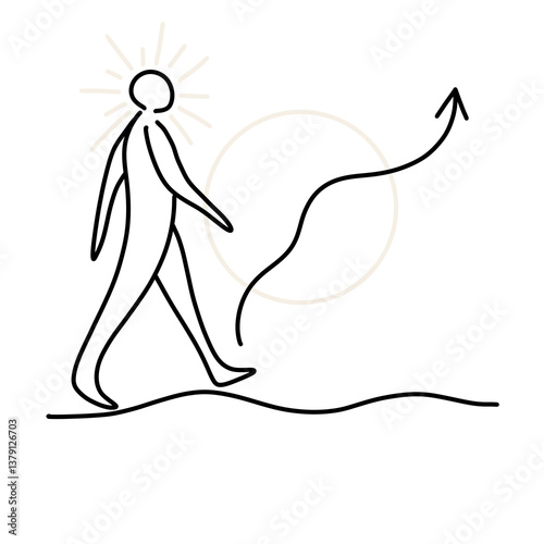 Success Self love line art illustration png icon 