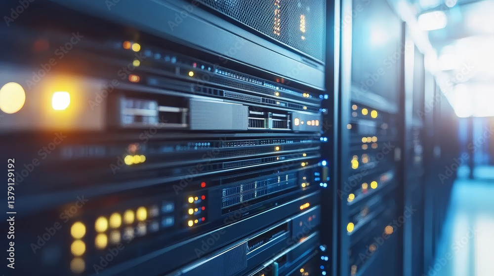 IT Engineer With Crash Cart Puts Hard Drives into Open Rack Server Cabinet. He's Working in Big Data Center. IT Engineer With Crash Cart Puts Hard Drives into Open Rack Server Cabinet. He's Working in Big Data Center.