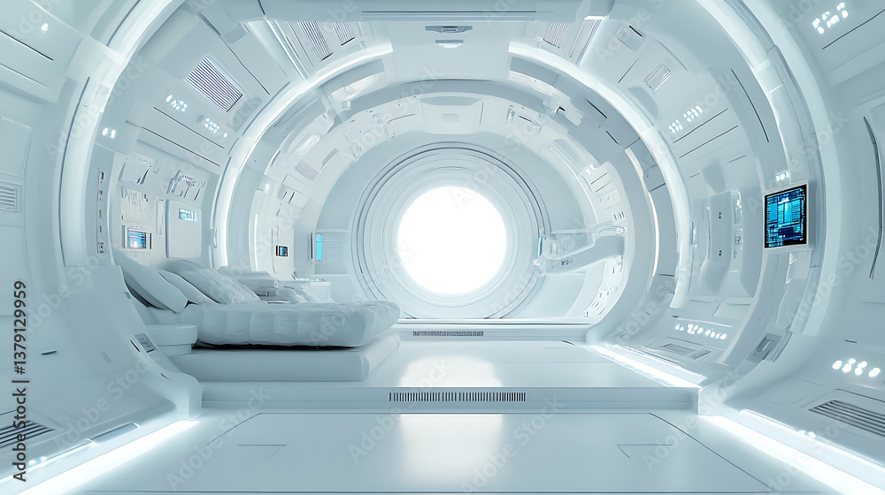 White background 3d room light abstract space technology tunnel stage floor