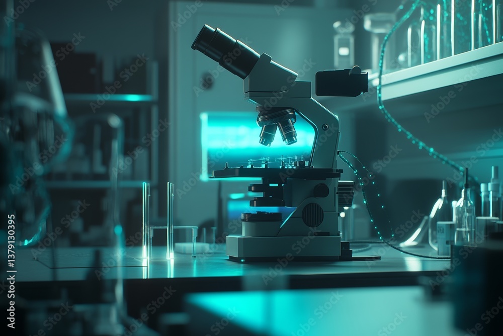 In the quantum laboratory b, a laser is reflected on an optic table In the quantum laboratory b, a laser is reflected on an optic table