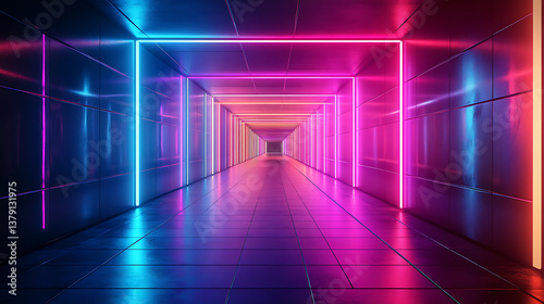 Neon lit street  night alley of a futuristic city  cyberpunk