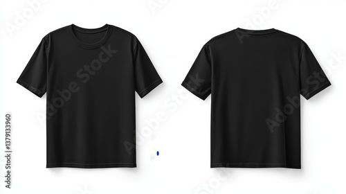 Blank black oversize t-shirt mockup front and back isolated on white background with clipping path.