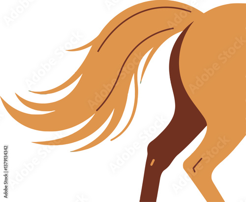 Stylized horse silhouette with flowing mane in minimalistic flat design vector art