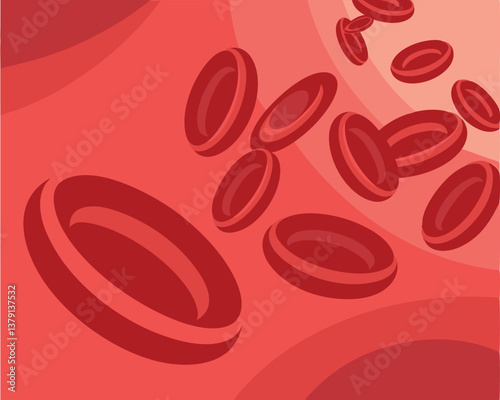 Red blood cells flowing in a blood vessel, a biological illustration.