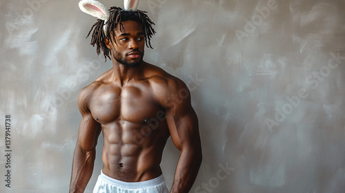 portrait of handsome man  in rabbit ears 