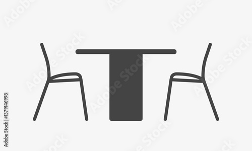 Garden chairs and table illustration. Front side view dining furniture. Vector illustration